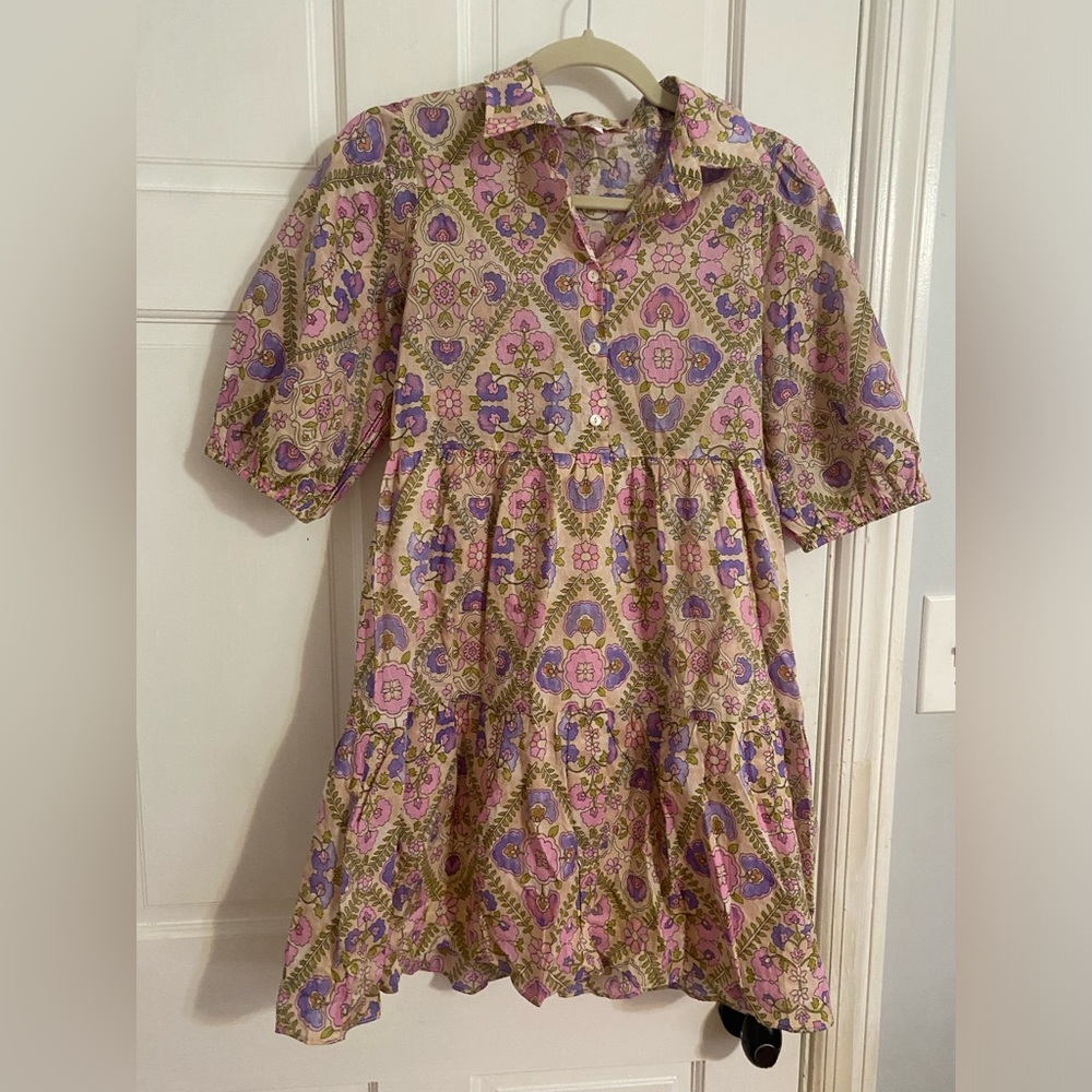 Olivaceous floral dress